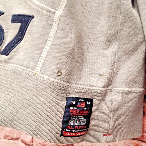 Ralph Lauren Hoodie Men's Gray Fleece Cotton Casual Long Sleeve Full Zip Outdoor - Picture 6 of 8